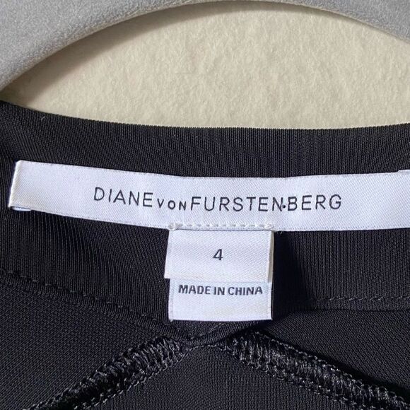 Diane Von Furstenberg Mini Dress Black Embroidered Floral Jewel Size 4 - Picture 14 of 16